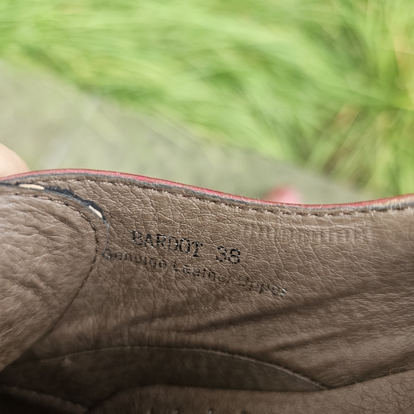 L’artiste Sping‎ Step Bardot Pump Red Brown Leather Heels Oxford Bootie Block - Picture 6 of 8